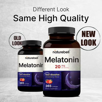 NatureBell Melatonin 20mg – 365 Fast-Dissolve Chewables, Strawberry | 1 Year Supply, Non-GMO & Gluten-Free