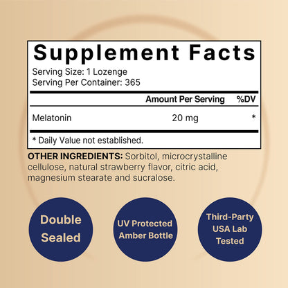 NatureBell Melatonin 20mg – 365 Fast-Dissolve Chewables, Strawberry | 1 Year Supply, Non-GMO & Gluten-Free