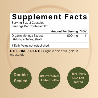 NatureBell Pure Moringa Capsules | Organic Moringa Powder, 240 Capsules