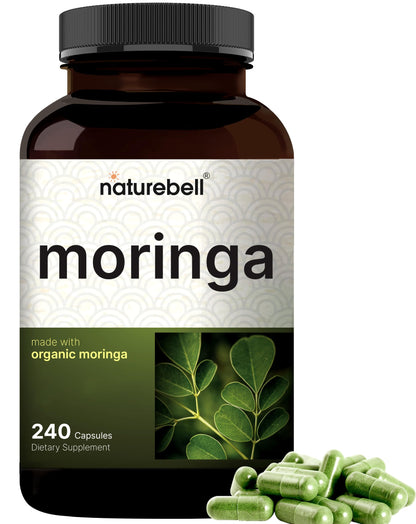 NatureBell Pure Moringa Capsules | Organic Moringa Powder, 240 Capsules