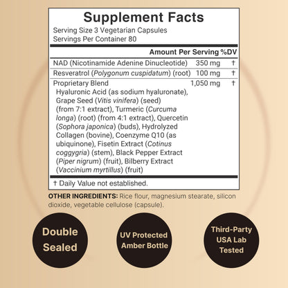 NatureBell NAD+ 1,500mg – 240 Veggie Capsules | 10-in-1 NMN Alternative