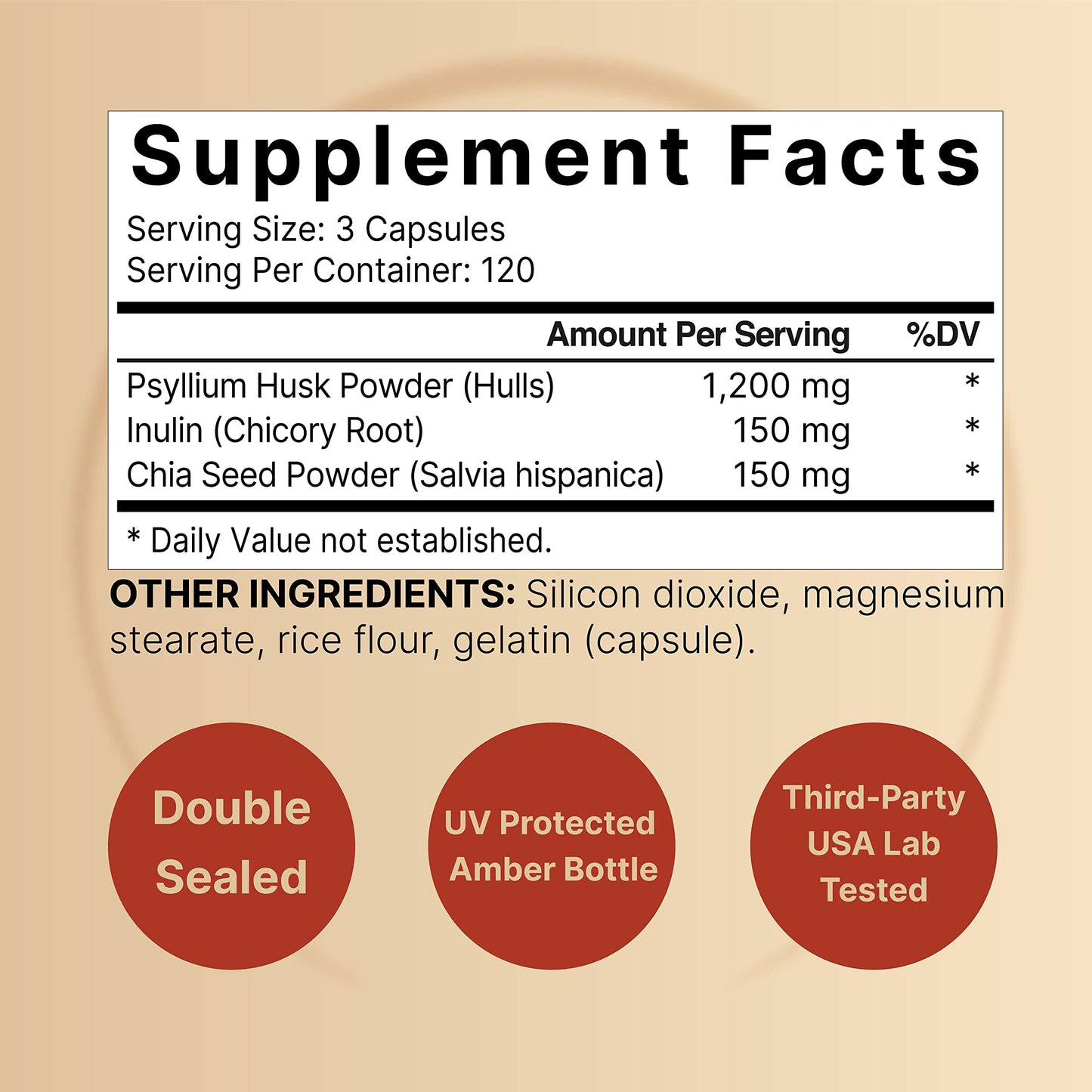 NatureBell Psyllium Husk Fiber – 1,500mg/Serving, 360 Capsules | Organic, Non-GMO
