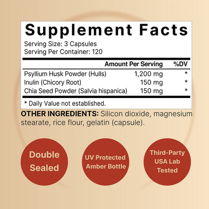 NatureBell Psyllium Husk Fiber – 1,500mg/Serving, 360 Capsules | Organic, Non-GMO