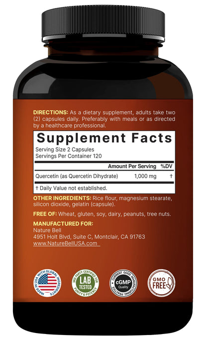 NatureBell Quercetin 1000mg per Serving – 240 Capsules | Immune Support