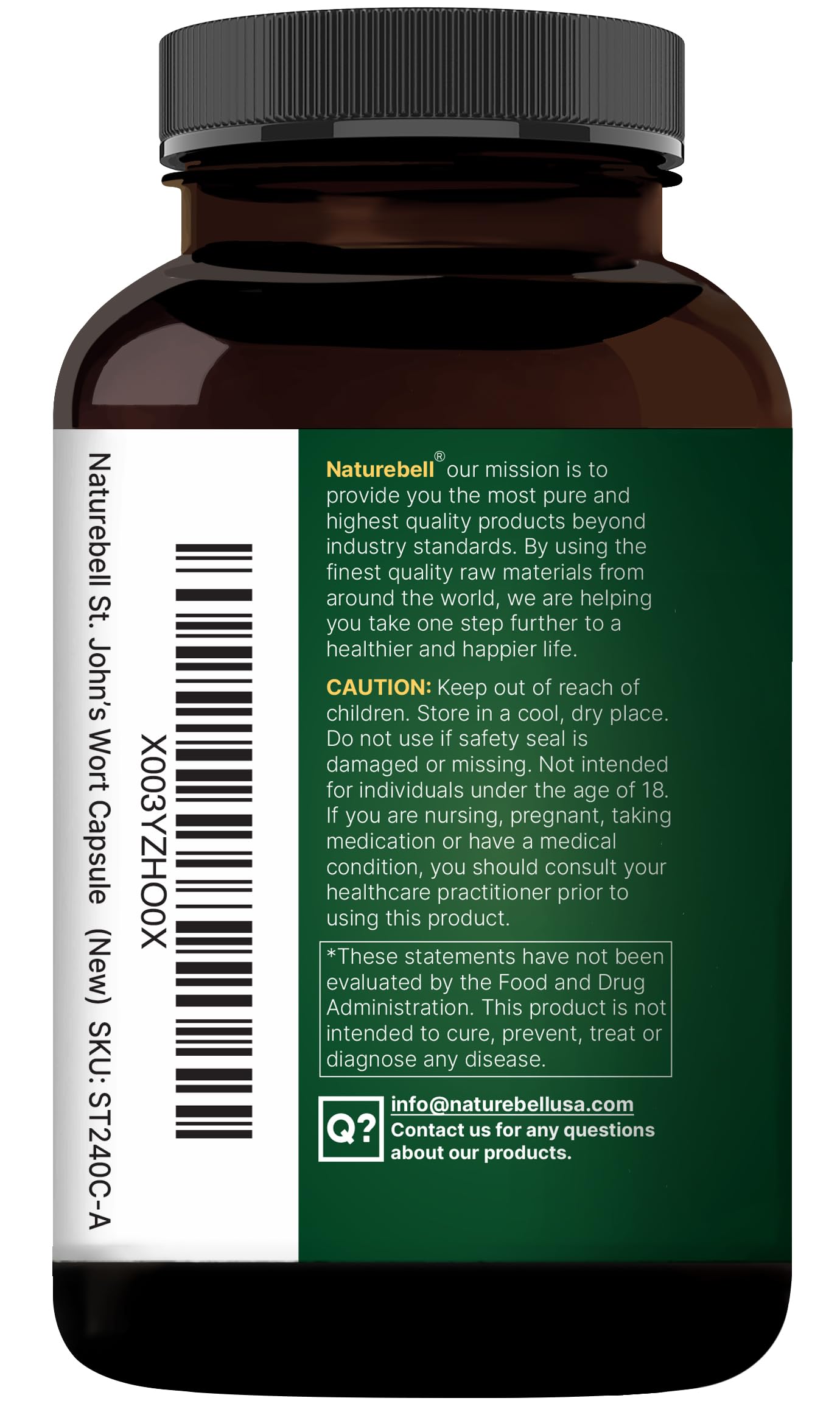 NatureBell St. John’s Wort 9,000mg | 240 Capsules | 15:1 Extract | Positive Mood Support | Non-GMO