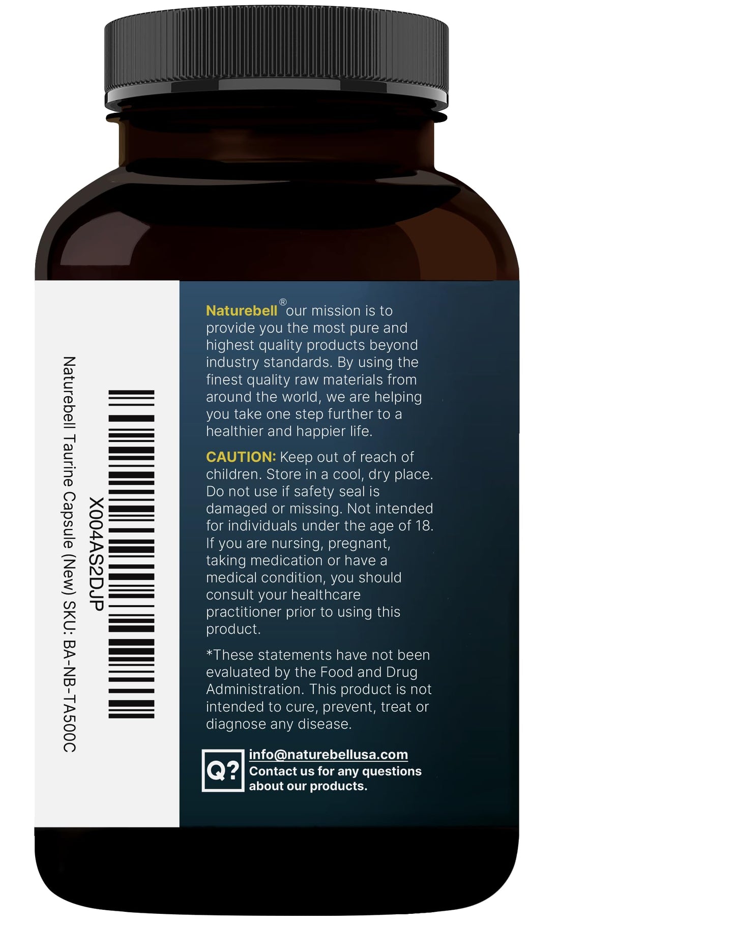 NatureBell Taurine 1,000mg – 500 Capsules | Double Strength Taurine Supplement – Non-GMO & Gluten Free