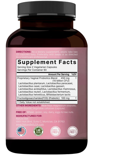 NatureBell Vaginal Probiotics for Women – 10B CFU, 120 Veggie Capsules