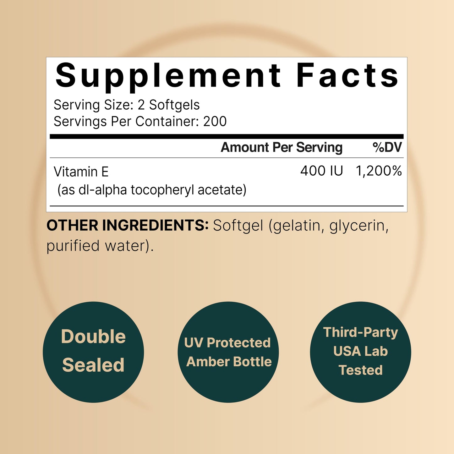 NatureBell Vitamin E Softgels 400 IU – 400 Count, Non-GMO