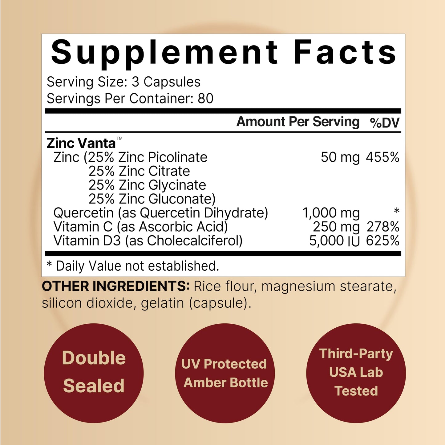 NatureBell Zinc Quercetin + Vitamin C & D3, 240 Caps | 4-in-1 Immune & Lung Support