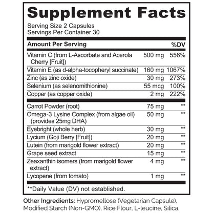 Naturelo Eye Vitamins - AREDS2 Formula for Healthy Vision | 60 Vegan Capsules