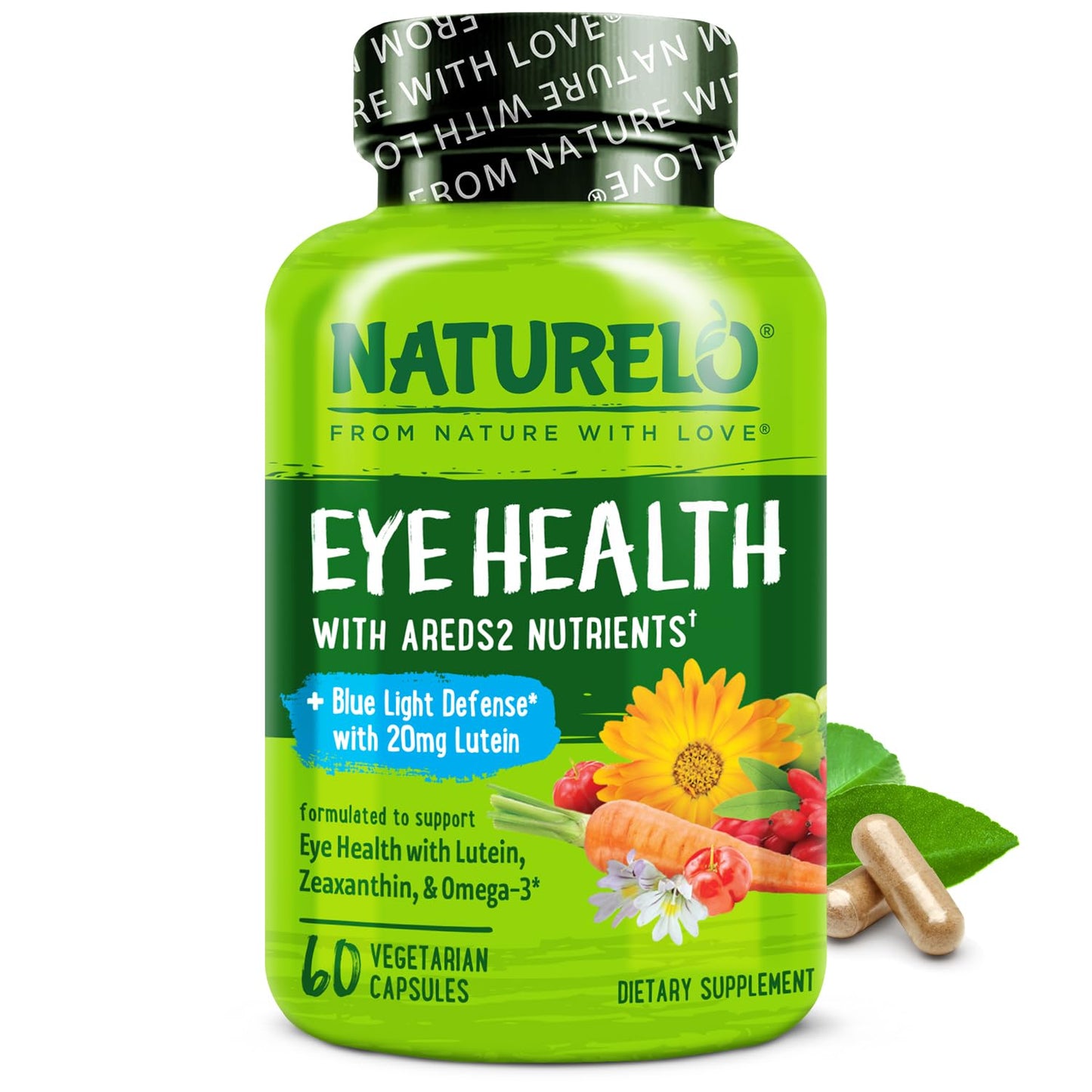 Naturelo Eye Vitamins - AREDS2 Formula for Healthy Vision | 60 Vegan Capsules