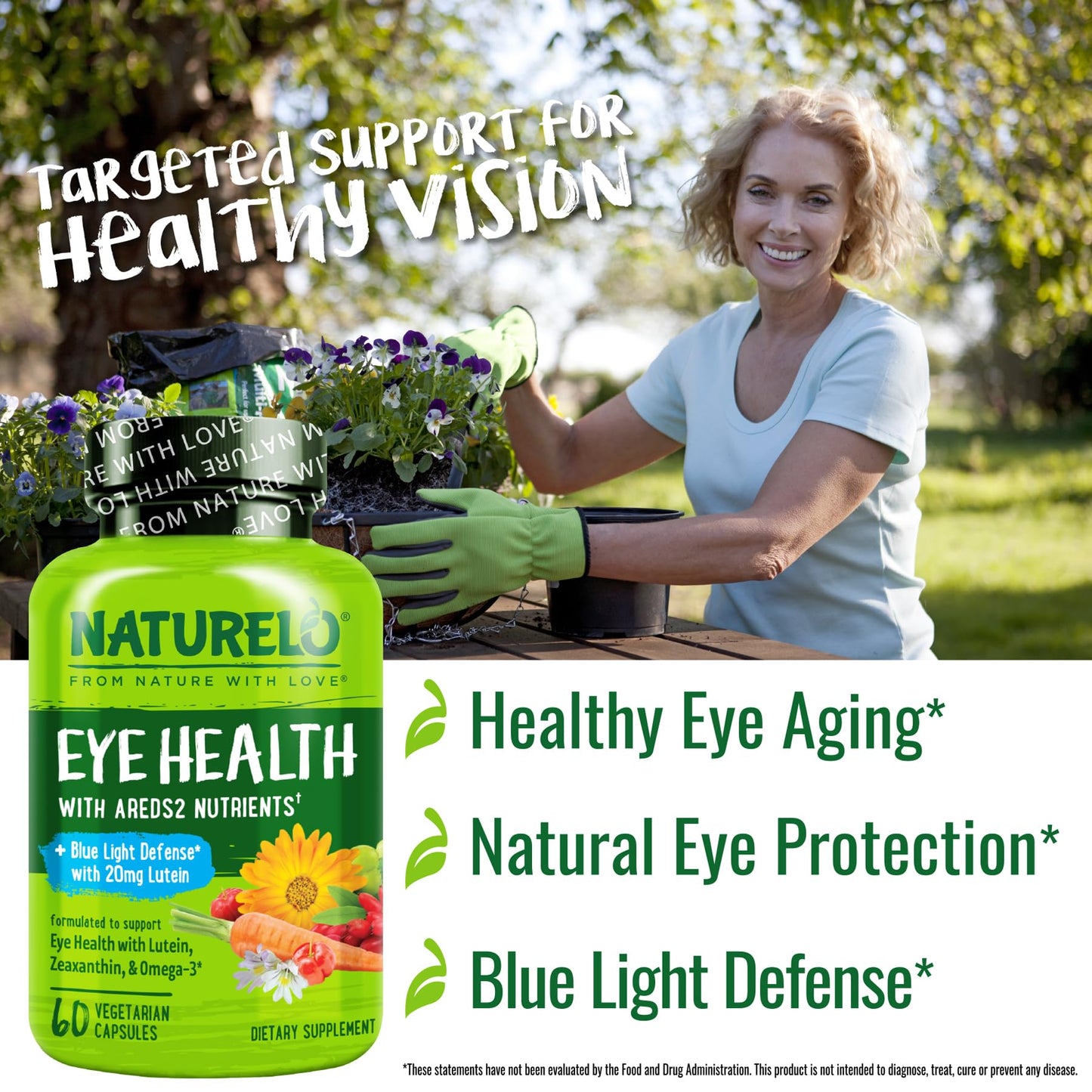 Naturelo Eye Vitamins - AREDS2 Formula for Healthy Vision | 60 Vegan Capsules