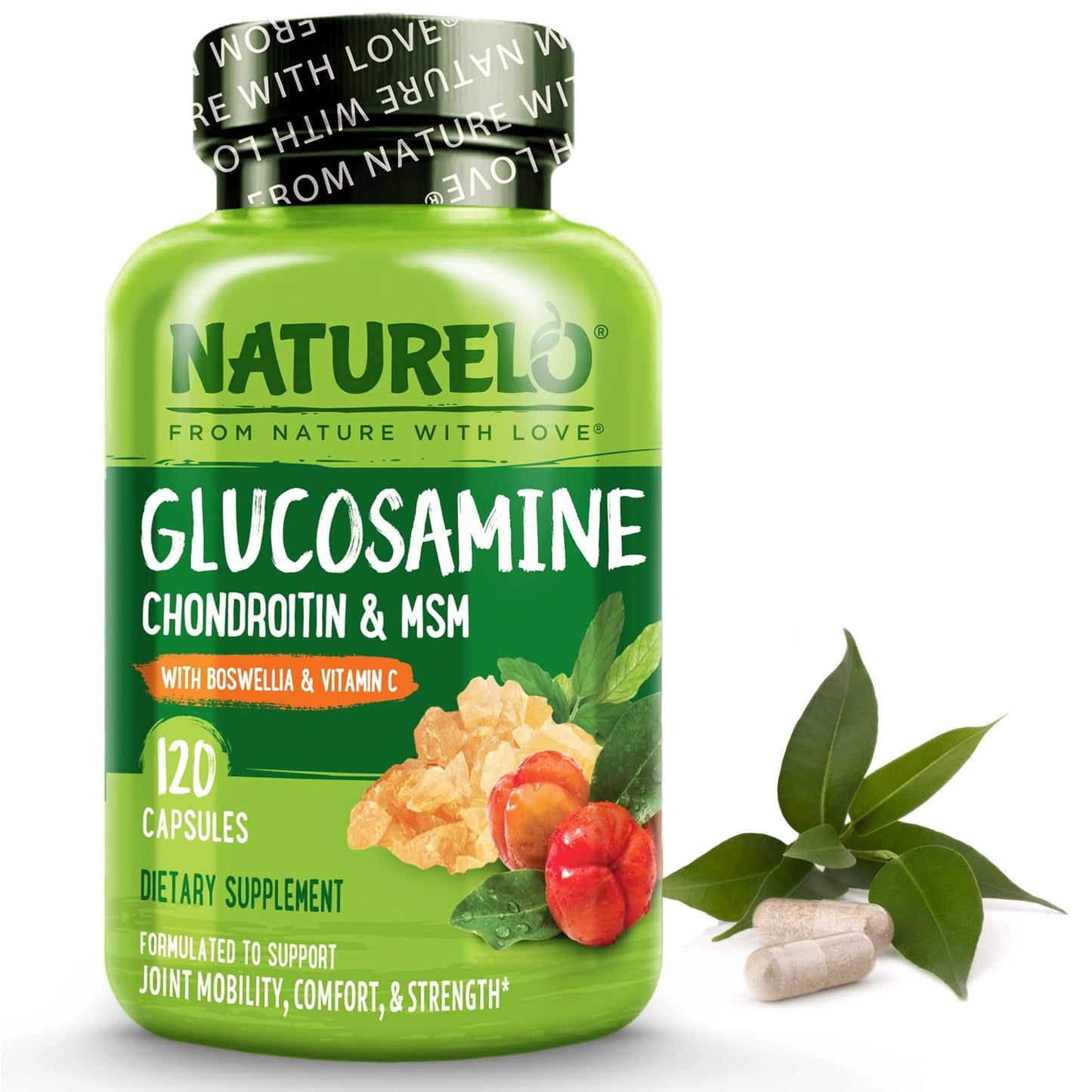 NATURELO Glucosamine Chondroitin MSM with Boswellia – Joint Support (120 Caps)