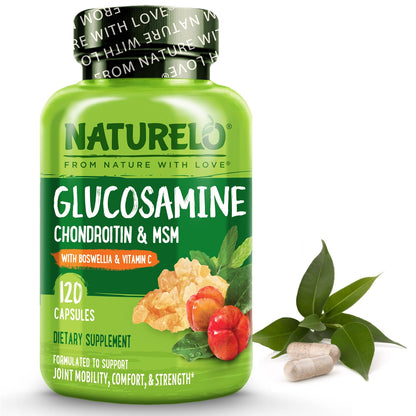 NATURELO Glucosamine Chondroitin MSM with Boswellia – Joint Support (120 Caps)