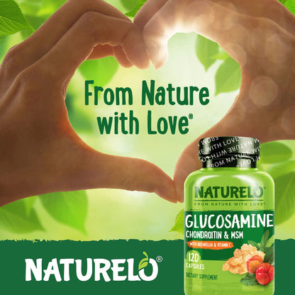 NATURELO Glucosamine Chondroitin MSM with Boswellia – Joint Support (120 Caps)