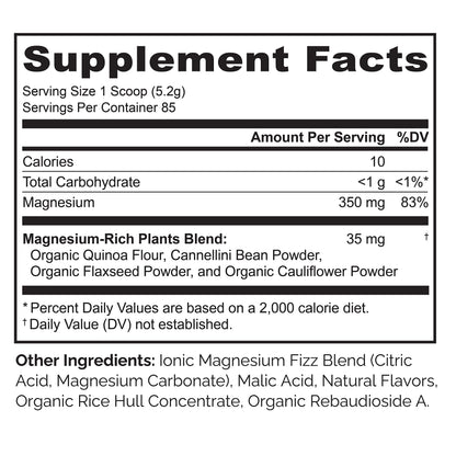 Naturelo Magnesium Powder – Whole Food Calm Magnesium with Quinoa, Cauliflower & Flaxseed (Raspberry Lemon, 85 Servings, 15oz)