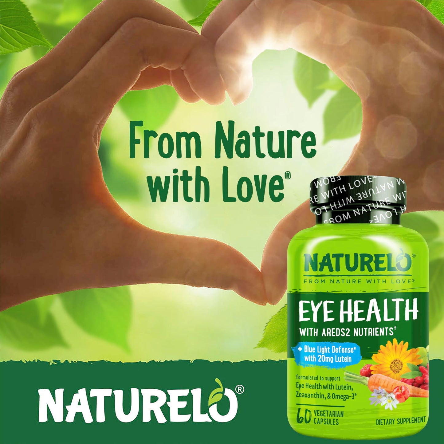 Naturelo Eye Vitamins - AREDS2 Formula for Healthy Vision | 60 Vegan Capsules