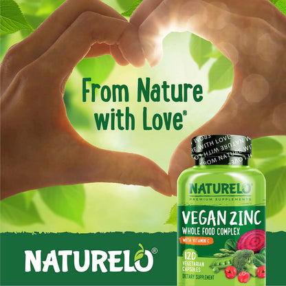 NATURELO Vegan Zinc Immune Support Capsules – Pack of 2 (120 Capsules)