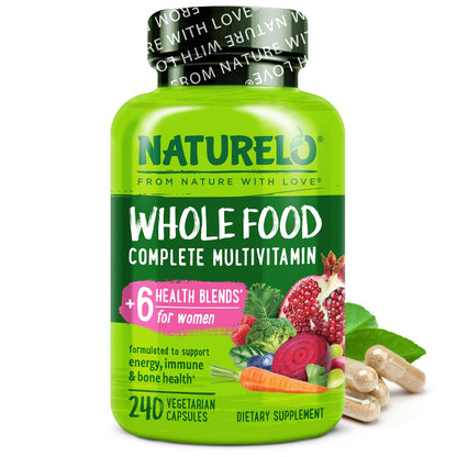 Naturelo Whole Food Multivitamin for Women – Vegan, Non-GMO, with Organic Extracts | 240 Vegan Capsules