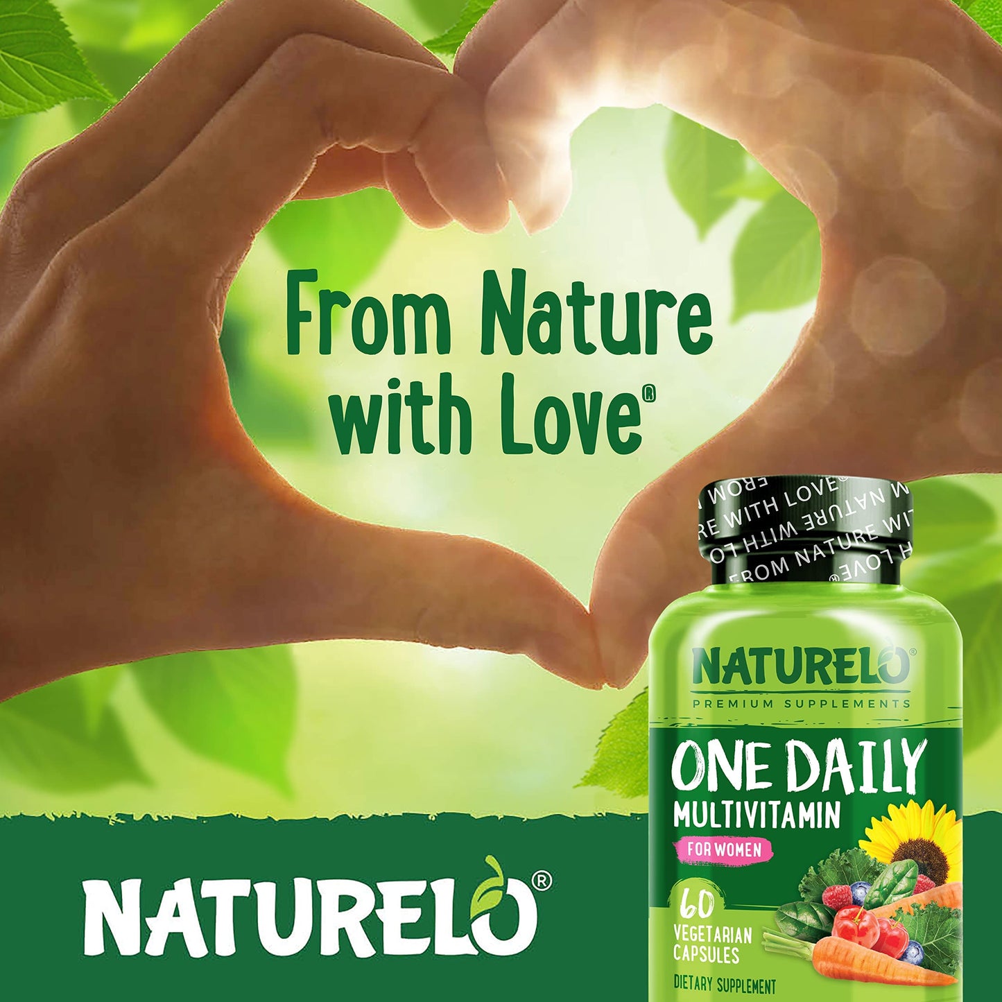 NATURELO One Daily Multivitamin for Women – 60 Ct, Energy Support, Non-GMO, Gluten Free