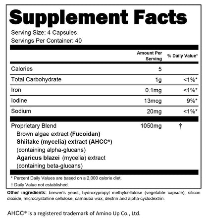 NatureMedic Fucoidan with AHCC® – Brown Seaweed Immunity Supplement, 160 Veg Capsules, Made in Japan