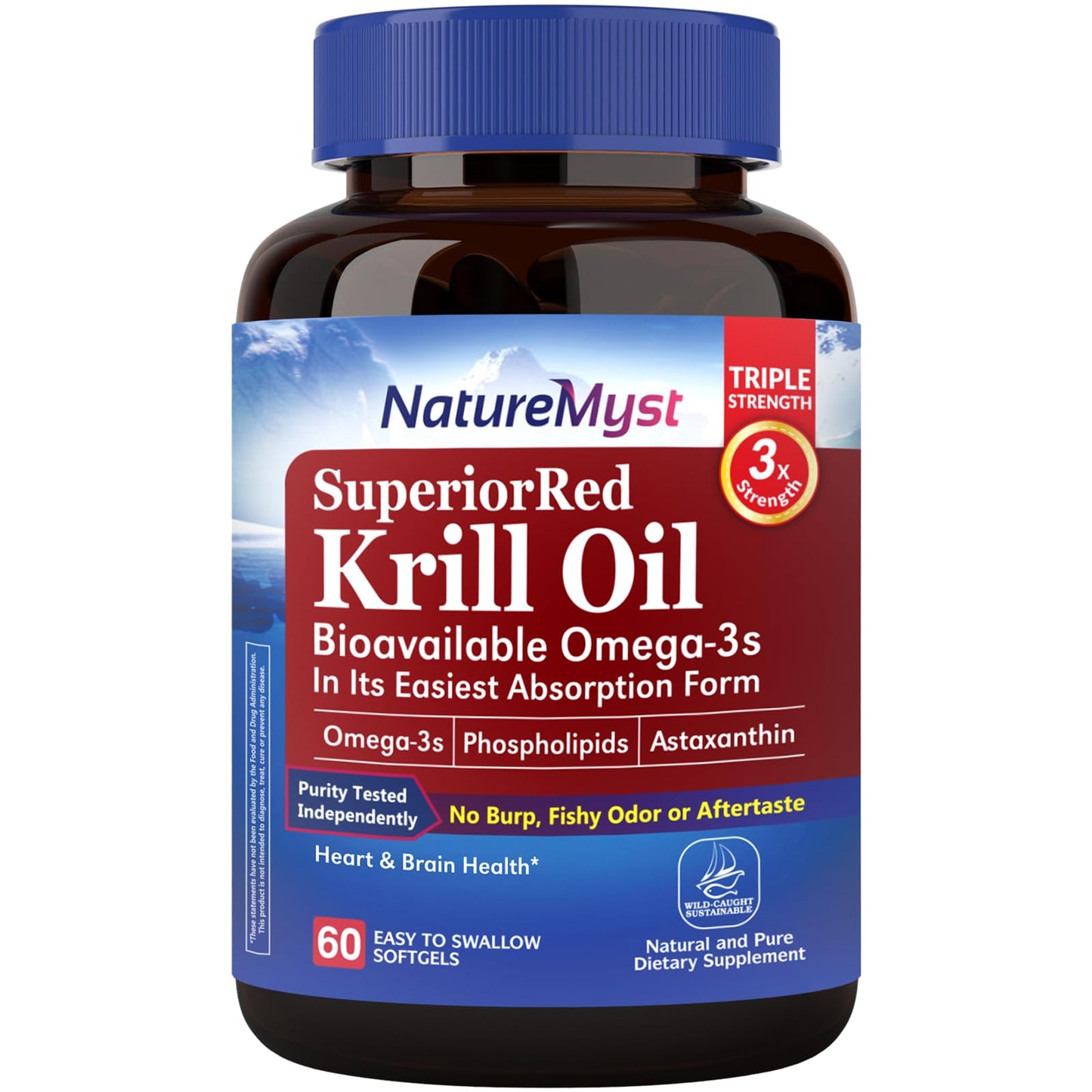 NatureMyst Krill Oil 1000mg – Omega-3s, DHA & EPA, Astaxanthin