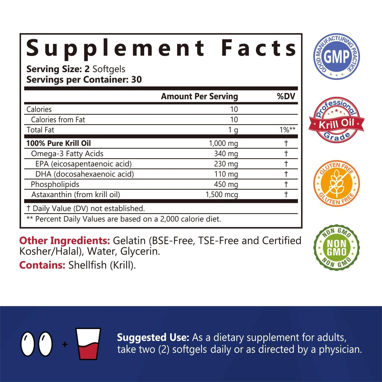 NatureMyst Antarctic Krill Oil 1000 mg Softgels - Omega-3 EPA/DHA, Phospholipids & Astaxanthin | Made in USA