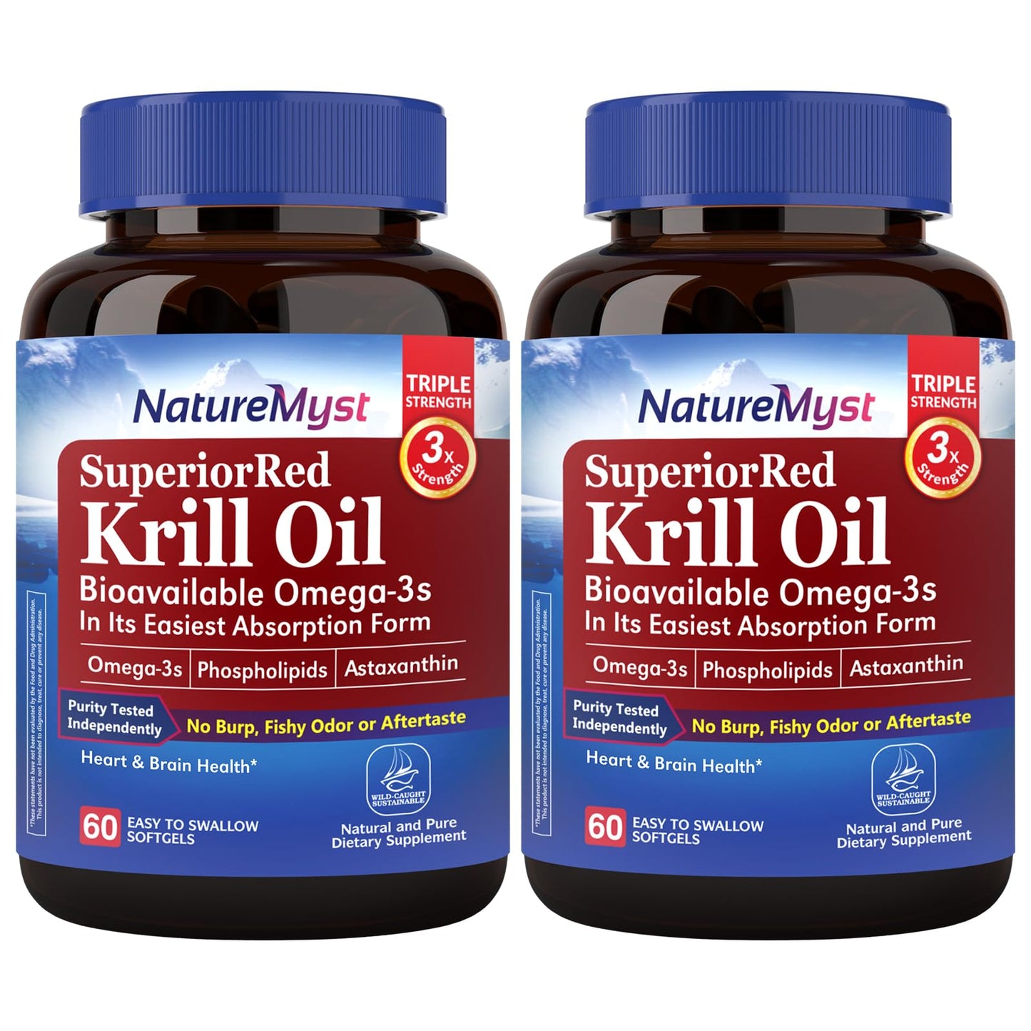 NatureMyst Antarctic Krill Oil 1000 mg Softgels - Omega-3 EPA/DHA, Phospholipids & Astaxanthin | Made in USA