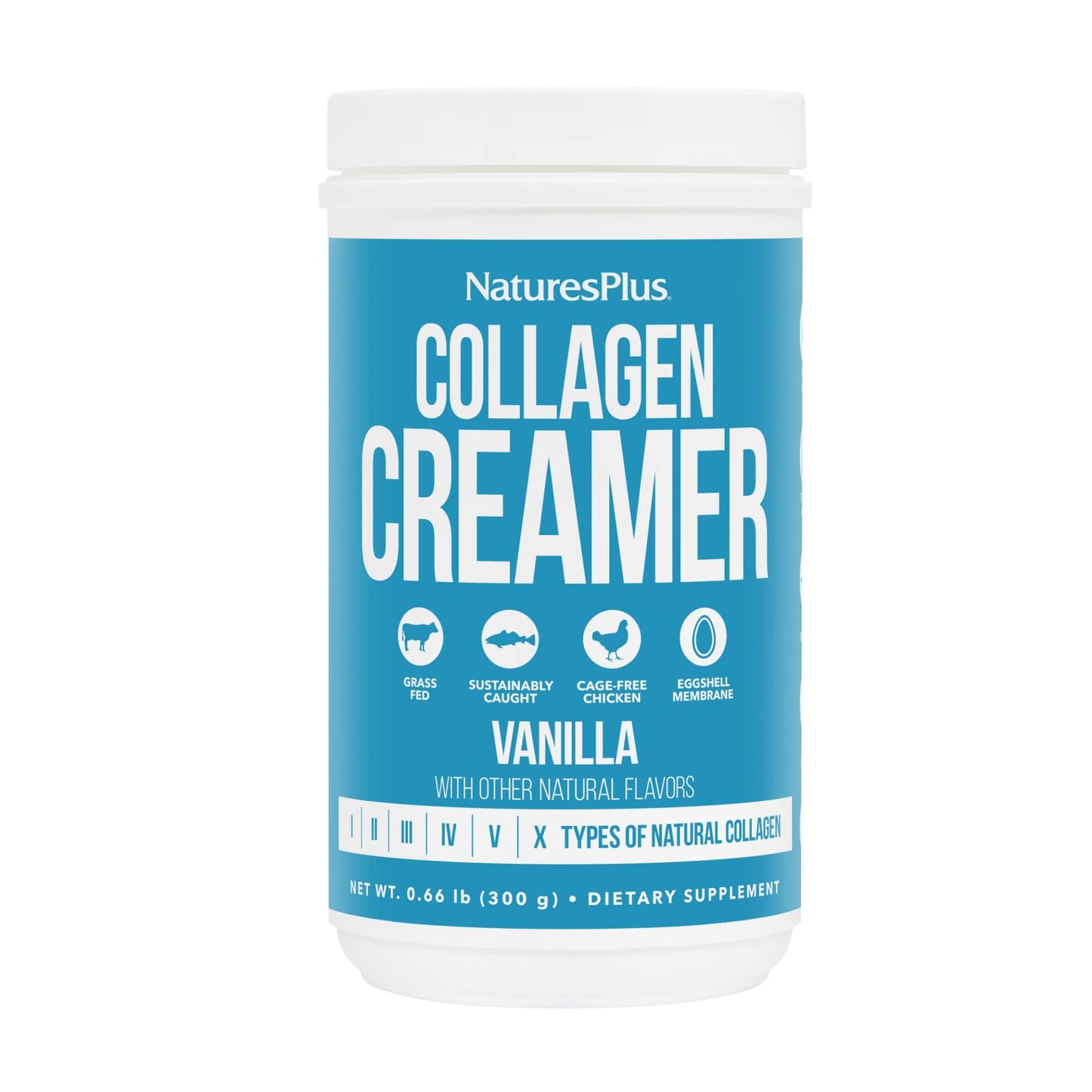 NaturesPlus Collagen Creamer Vanilla - 0.66 lb Powder | Hair, Skin, Nails & Joint Health, Immune Support | Non-GMO, Gluten Free | 12 Servings