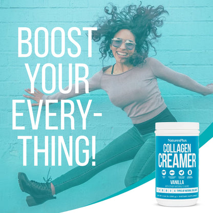 NaturesPlus Collagen Creamer Vanilla - 0.66 lb Powder | Hair, Skin, Nails & Joint Health, Immune Support | Non-GMO, Gluten Free | 12 Servings