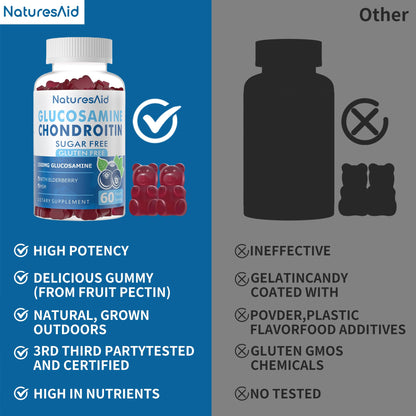 Natures Aid Glucosamine Chondroitin Gummies with MSM & Elderberry – Extra Strength – Joint Support & Immune Health (2 Pack)