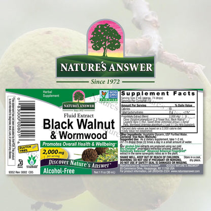 Nature's Answer Black Walnut & Wormwood Extract — 1 oz (30 mL) Liquid, promotes digestion