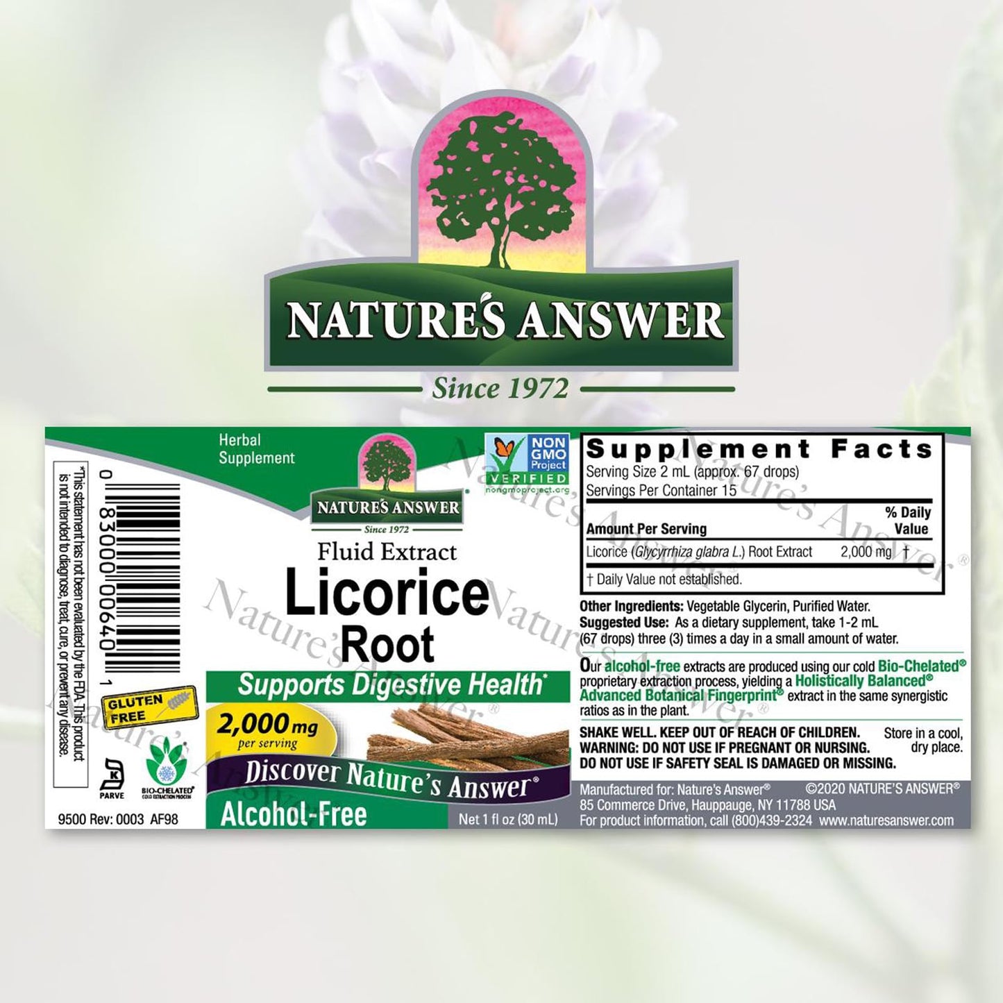 Nature's Answer Licorice Root Extract - 1000 mg per Dropper | Alcohol-Free