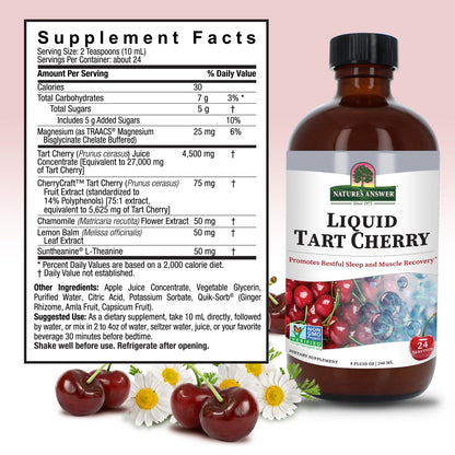 Nature's Answer Tart Cherry 8 oz Liquid | Supports Recovery & Sleep | Non-GMO, Gluten-Free, Vegan