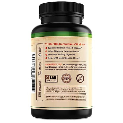 Nature's Base Turmeric & Ginger Supplement - Curcumin 95% | ACV & BioPerine - 60 Capsules