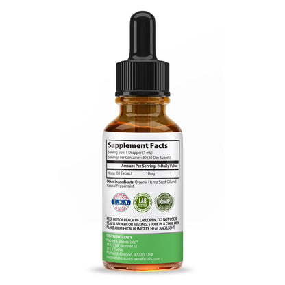 NATURE'S BENEFICIALS Organic Hemp Oil Drops 300mg | Omega 3-6-9 | Non-GMO, CO2 Extracted