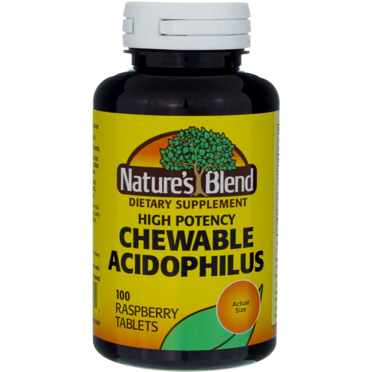 Nature's Blend Acidophilus Chewable Raspberry Flavor – 100 Tablets per Bottle, Pack of 2