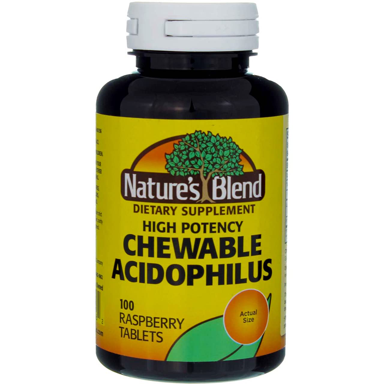 Nature's Blend Acidophilus Chewable Raspberry Flavor – 100 Tablets per Bottle, Pack of 2