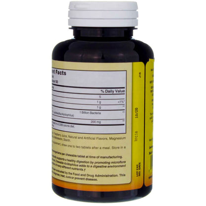 Nature's Blend Acidophilus Chewable Raspberry Flavor – 100 Tablets per Bottle, Pack of 2