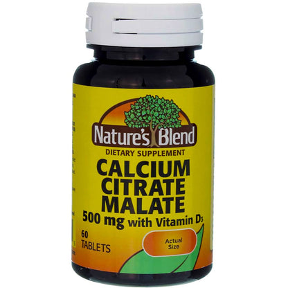 Nature's Blend Calcium Citrate Malate 500 mg - 60 Tabs (Unflavored)
