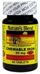 Nature's Blend Chewable Iron - Sugar Free 30 mg, 60 Count