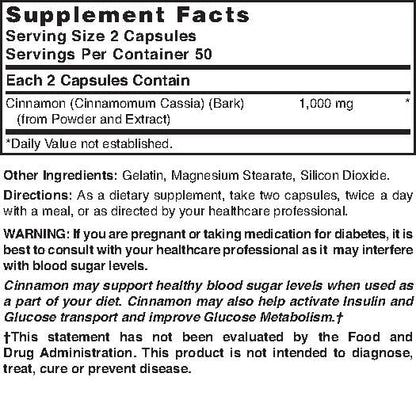 Nature's Blend Cinnamon 1,000 mg 100 Caps | Support Healthy Blood Sugar