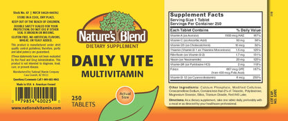 Nature's Blend Daily Vite 250 Tablets | Daily Multivitamin Supplement