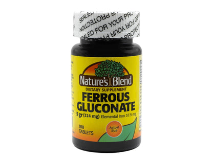 Nature's Blend Ferrous Gluconate Tablets, 100 Count
