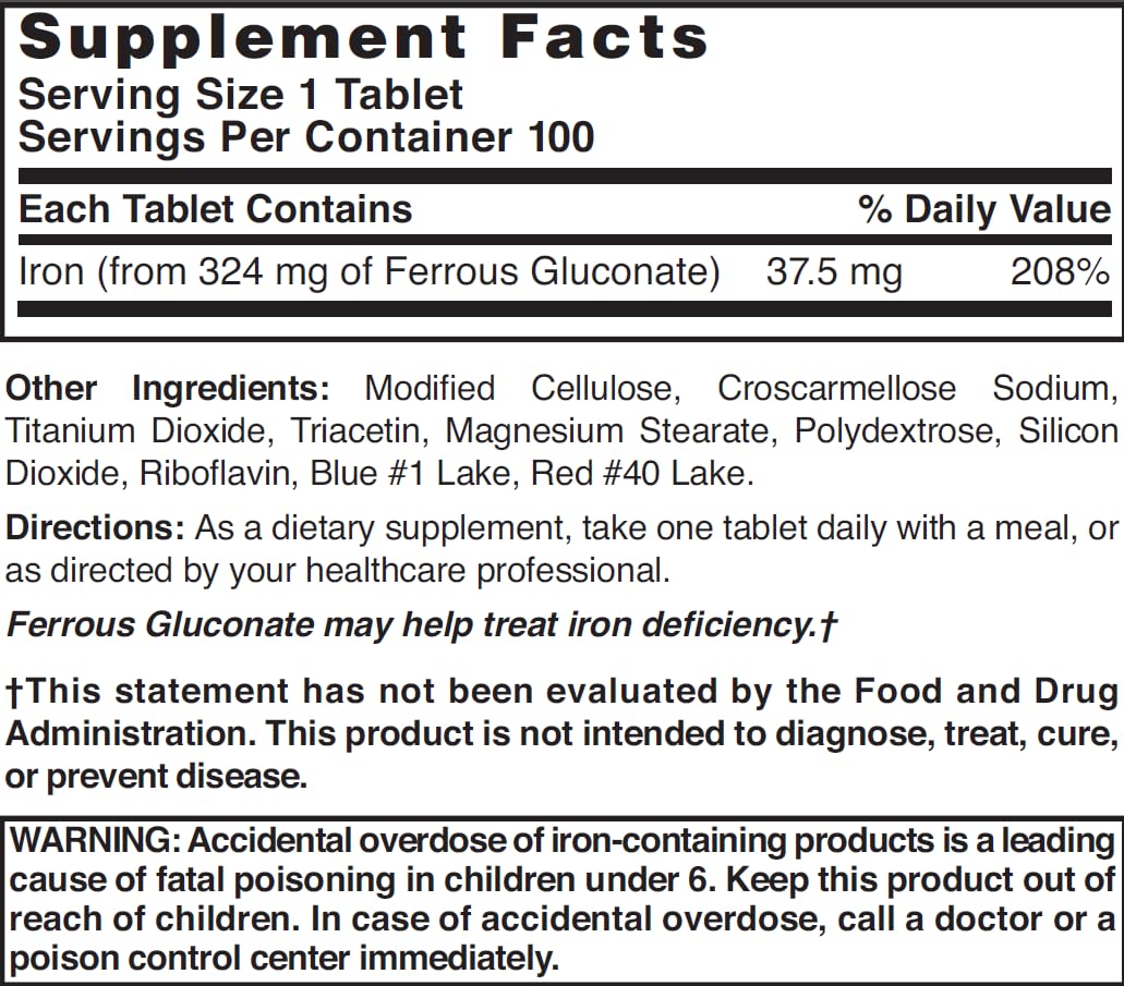 Nature's Blend Ferrous Gluconate Tablets, 100 Count