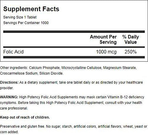 Nature's Blend Folic Acid 1000 mcg – 1,000 Tabs | Prenatal Health