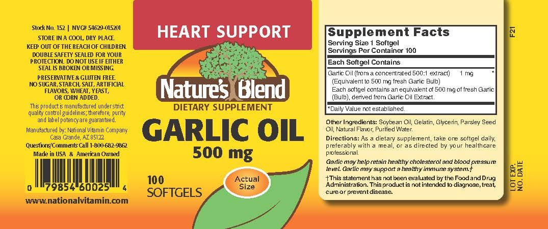 Nature's Blend Garlic Oil 500 mg – 100 Softgels