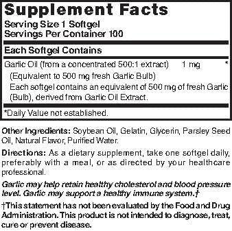 Nature's Blend Garlic Oil 500 mg – 100 Softgels