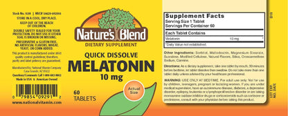 Nature's Blend Melatonin 10mg 60 Tablets - Sleep Support