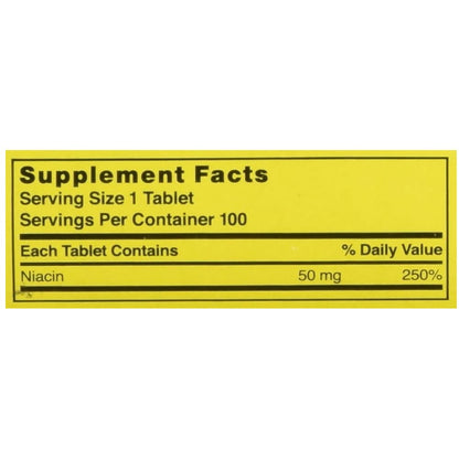 Nature's Blend Niacin 50 Milligram 100 Tabs - Supports Cardiovascular Health